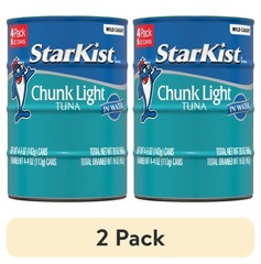 (2 pack) Chunk Light Tuna in Water, Wild Caught, 20g Protein, 5 oz, 4 Cans
