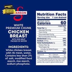 Swanson White Premium Chunk Canned Chicken Breast in Water, Fully Cooked Chicken