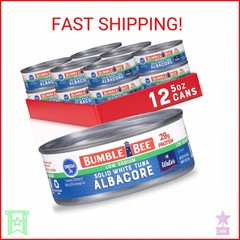 Bumble Bee Low Sodium Solid White Albacore Tuna in Water, 5 oz Can (Pack of 12)