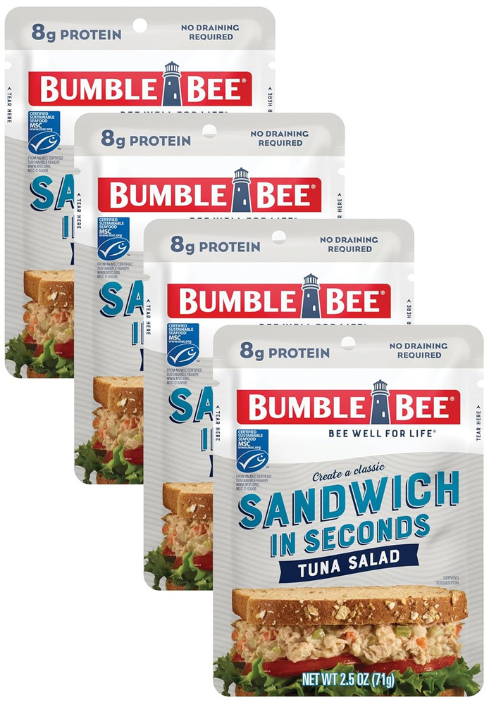 Sandwich in Seconds Tuna Salad, 2.5 Oz Pouches (Pack of 12) – Ready to Eat – Wil