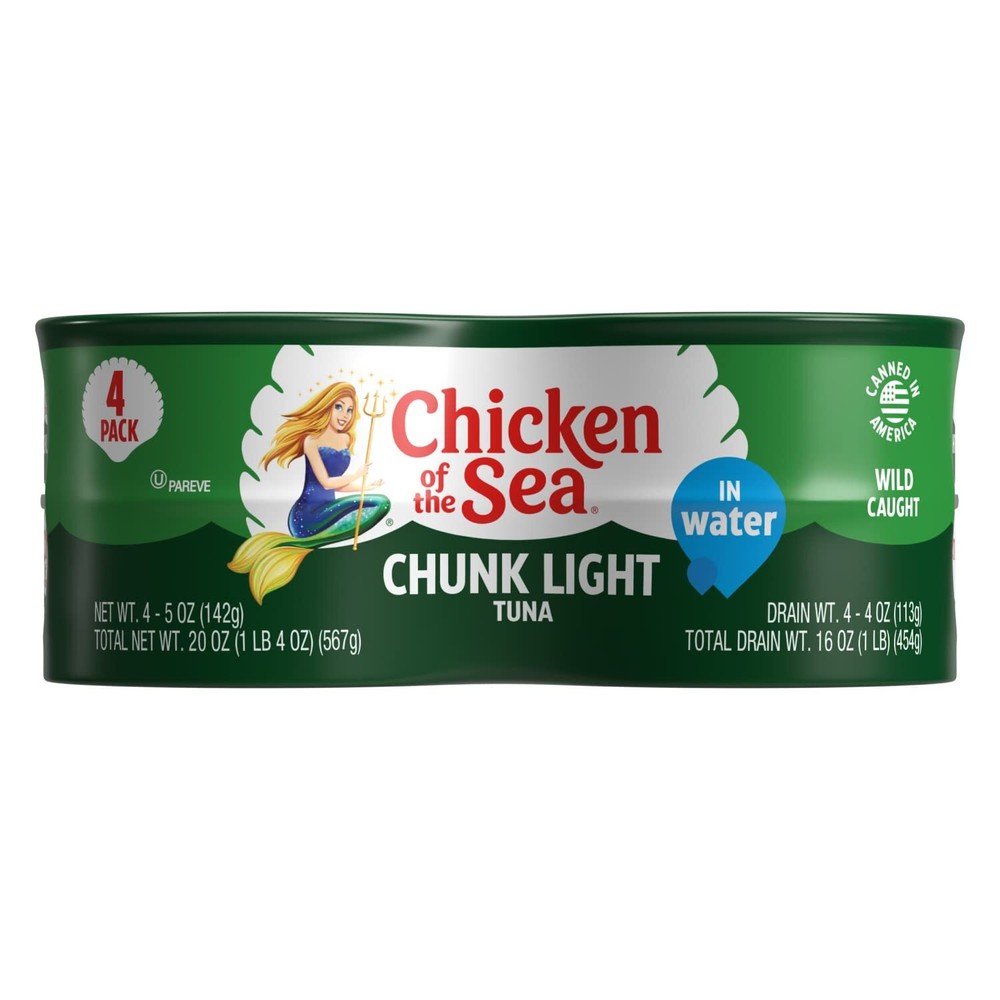 Chicken of the Sea Chunk Light Tuna in Water, Wild Caught Tuna, 6 Packs of 4-…