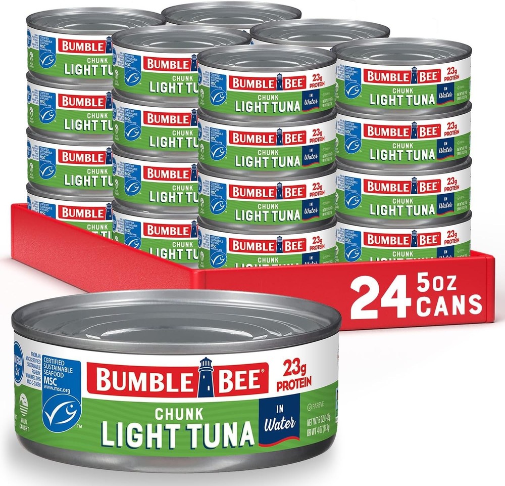 Bumble Bee Chunk Light Tuna In Water, 5 oz Cans (Pack of 24) – Wild Caught Skipj