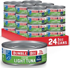 Bumble Bee Chunk Light Tuna In Water, 5 oz Cans (Pack of 24) – Wild Caught Skipj