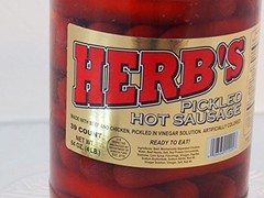 Spicy Pickled Sausage – 1 Gallon Jar, 39 Count, Beef & Chicken, No Pork, Snack
