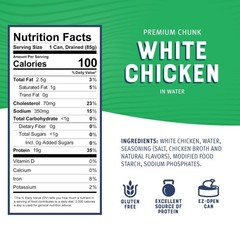 Bumble Bee Premium White Chicken Breast with Rib Meat in Water 19g Protein p…