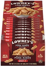 Lowreys Bacon Curls Microwave Pork Rinds Chicharrones Hot & Spicy 1.75 Ounce