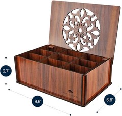 RoyalHouse Premium Wood Tea Storage Box Organizer Brown Eco-Friendly