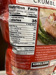 New Kirkland Signature Bacon Crumbles 100% Real Bacon Naturally Smoked 20 oz Bag