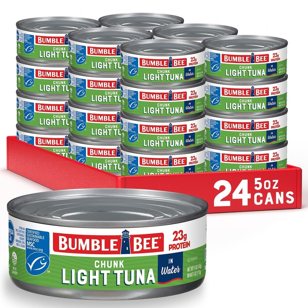 Bumble Bee Chunk Light Tuna In Water, 5 oz Cans (Pack of 24) – Wild Caught Sk..