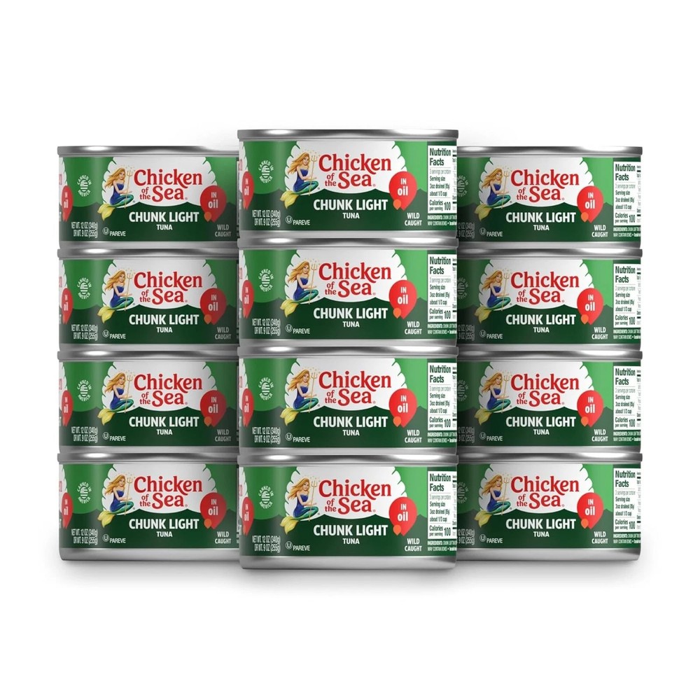 Chicken of the Sea Chunk Light Tuna in Oil, Wild Caught Tuna, 12-Ounce Cans 24