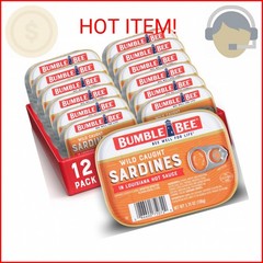 Bumble Bee Sardines in Louisiana Hot Sauce, 3.75 oz Tin (Pack of 12) – Wild Caug