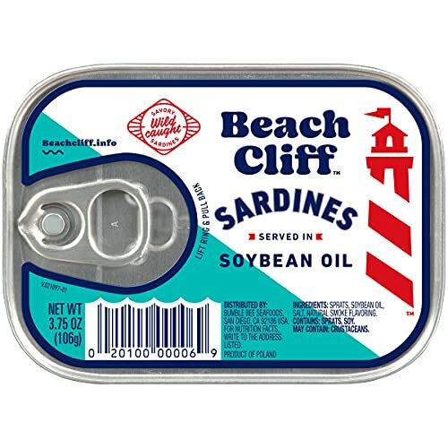Wild Caught Sardines in Soybean Oil, 3.75 oz Can (Pack of 12) – 14g Protein p…