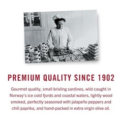 Gourmet Wild Caught Sardines in Extra Virgin Olive Oil, Spicy Jalapeno, 12 Pack