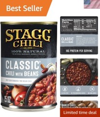Classic Chili with Beans, 15 oz – Pack of 12 Cans for Flavorful Meals