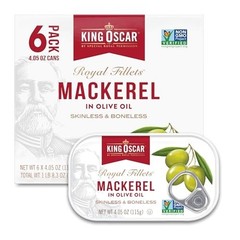 King Oscar Mackerel in Olive Oil, 4.05 Ounce Can (Pack of 6, Packaging May Vary)
