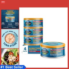 Canned Tuna Albacore Wild No Salt Added 5 oz Pack of 4 Pole Line Caught