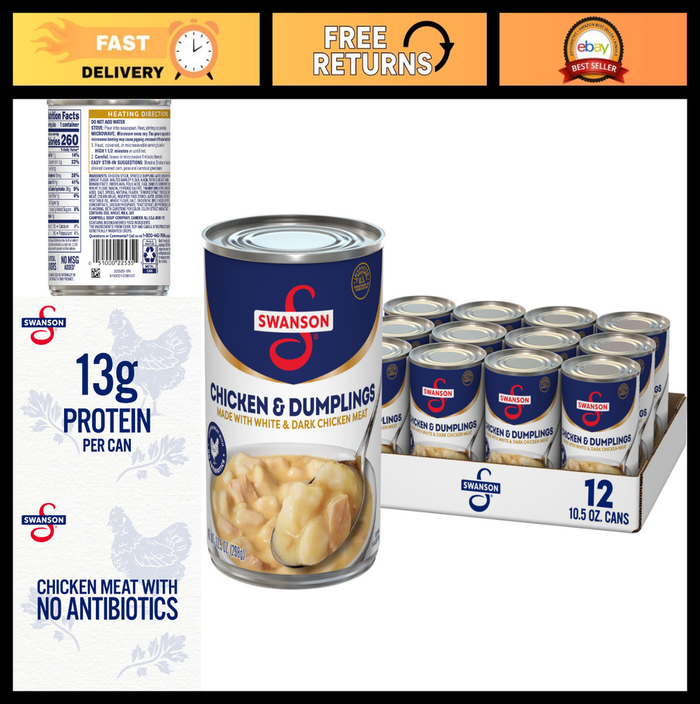 Canned Chicken & Dumplings, White & Dark Meat, 10.5 oz Can, Pack of 12