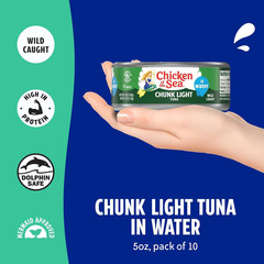 Chicken of the Sea Wild Caught Chunk Light Tuna, 5 Ounce Cans, 10-Count – High P