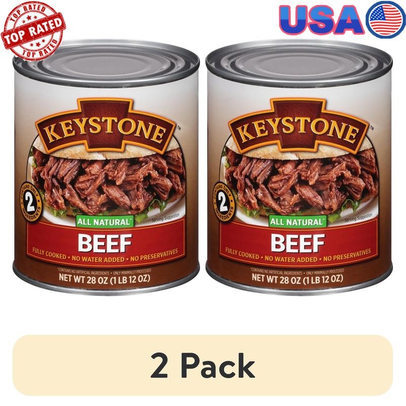 All Natural Beef, Fully Cooked, High Protein, Canned Meats, (2 pack), 28 oz Can