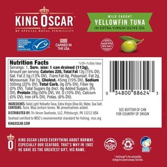King Oscar Yellowfin Tuna in Extra Virgin Olive Oil, 5 Ounce Cans (Pack of 6), W