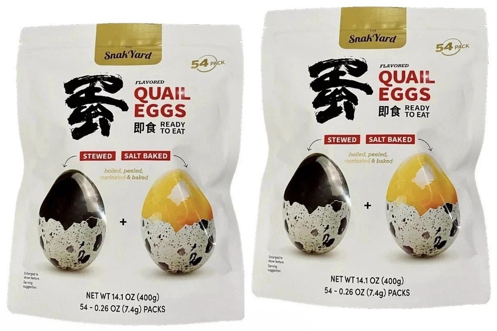 Quail Eggs Snak Yard 108 Individually Wrapped Salted & Stewed 2 Bags FREESHIP