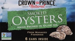 Smoked Oysters in Olive Oil, Hand Packed Cans, 3 Ounce, 6-Pack