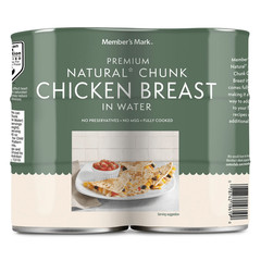 Members Mark Natural Chunk Chicken Breast in Water 6 Pk 12.5oz Cans 19g Protein