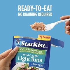 Wild Caught Reduced Sodium Tuna Pouches – 2.6 oz, 24 Pack for Healthy Snacking