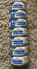 Lot of 7 Cans 5 oz CRIDER Premium Chunk White Chicken Meat In Water Exp. 8.23.24