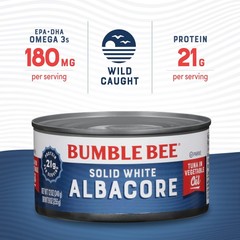 Premium Albacore Tuna in Oil – 21g Protein – Gluten Free – 12 oz Can Pack 12