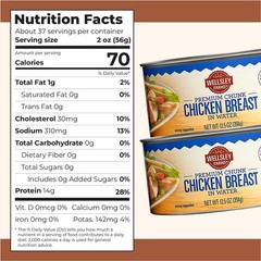 Wellsley Farms Premium Chunk Chicken Breast in Water, Fully Cooked Boneless S…