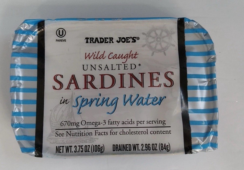 Trader Joe’s Unsalted Wild Caught Sardines In Spring Water. 2pk