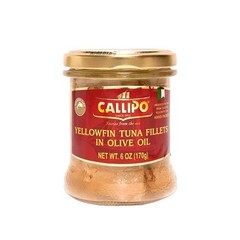CALLIPO Solid Light Tuna in Olive Oil in a glass Jar – 6 oz 170 g Pack of 6