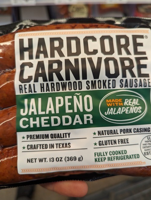 Hardcore Carnivore Jalapeno Cheddar Sausage 13 Oz (4 Pack)