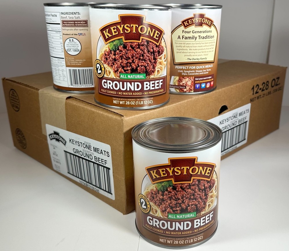 Keystone Meats All Natural Heat and Serve Ground Beef 28 oz – Fully Cooked Ca…