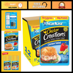 Savory Chicken Salad Pouches, 2.6 oz – Pack of 12, Ready-to-Eat Meal, High Prote