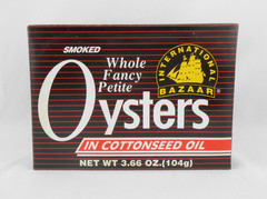 International Bazaar Smoked Whole Fancy Petite Oysters in Cottonseed Oil 3.66 oz