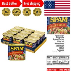 Iconic Flavor: 25% Less Sodium Canned Meats – 12 oz x 12 Pack for Easy Meals