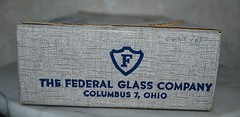Vintage Federal Glass Beachcomber Seafood Set in original box, set 4 Tray Dish