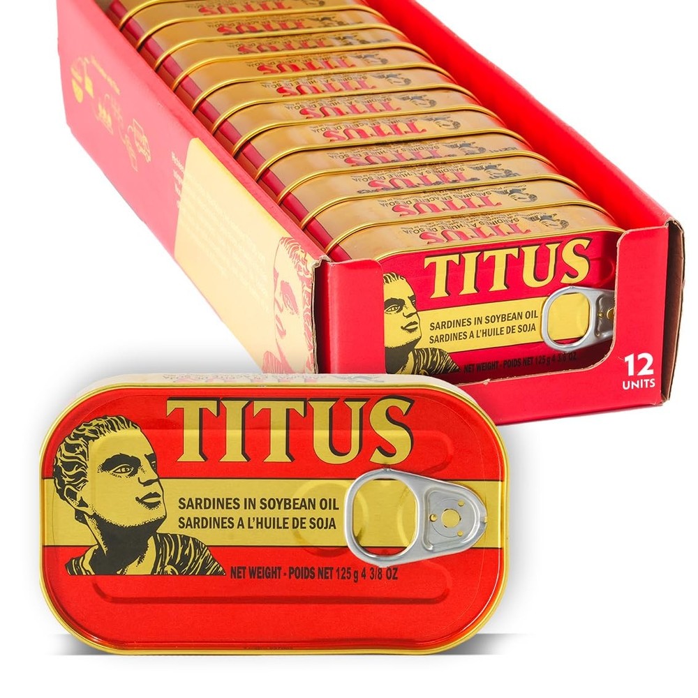 Titus Canned Sardines in Soybean Oil – Pack of 12 | Premium Quality Sardines,…