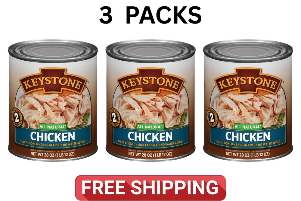 (3 Cans) Keystone Chicken **ALL NATURAL – NO PRESERVATIVES – FULLY COOKED** 28oz
