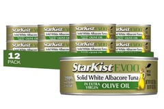 SOLID WHITE ALBACORE Tuna in Extra Virgin Olive Oil 4.5 Oz Pack of 12 STARKIST