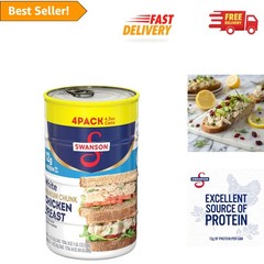 Swanson Ready-to-Eat Chunk Chicken Breast in Water, 4 Pack – Easy Meal Solution
