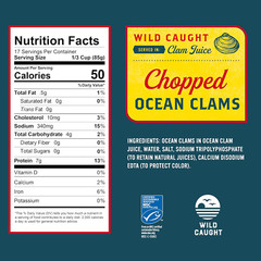 Ocean Chopped Clams Canned, 51 Oz Can – 7G Protein per Serving – Gluten