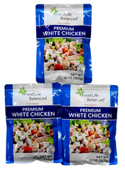Lot 3 Food Life Balanced Fully Cooked PREMIUM WHITE CHICKEN 10 oz – Total 30 oz