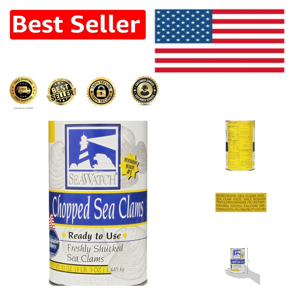 Freshly Shucked Chopped Sea Clams in 51oz Can – High Protein Seafood