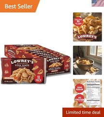 Delicious Bacon Curls Pork Rinds – Microwavable, 18 Pack, Family-Friendly Snack