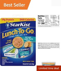 Lunch-To-Go Mix Your Own Tuna Salad, Chunk Light Tuna Pouch, 4.5 Ounce Kit, 1…