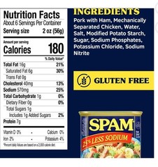 6 PK •Hormel Foods SPAM – 25% Less Sodium Canned Luncheon Meat 12 oz *BB:02/2028