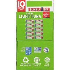 Bumble Bee Chunk Light Tuna in Oil, 5 oz Cans – 10 Count